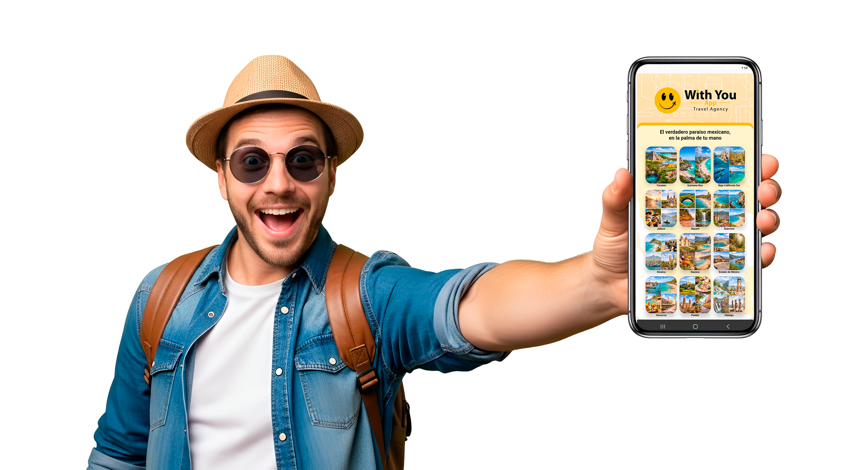 Traveler using the With You mobile application